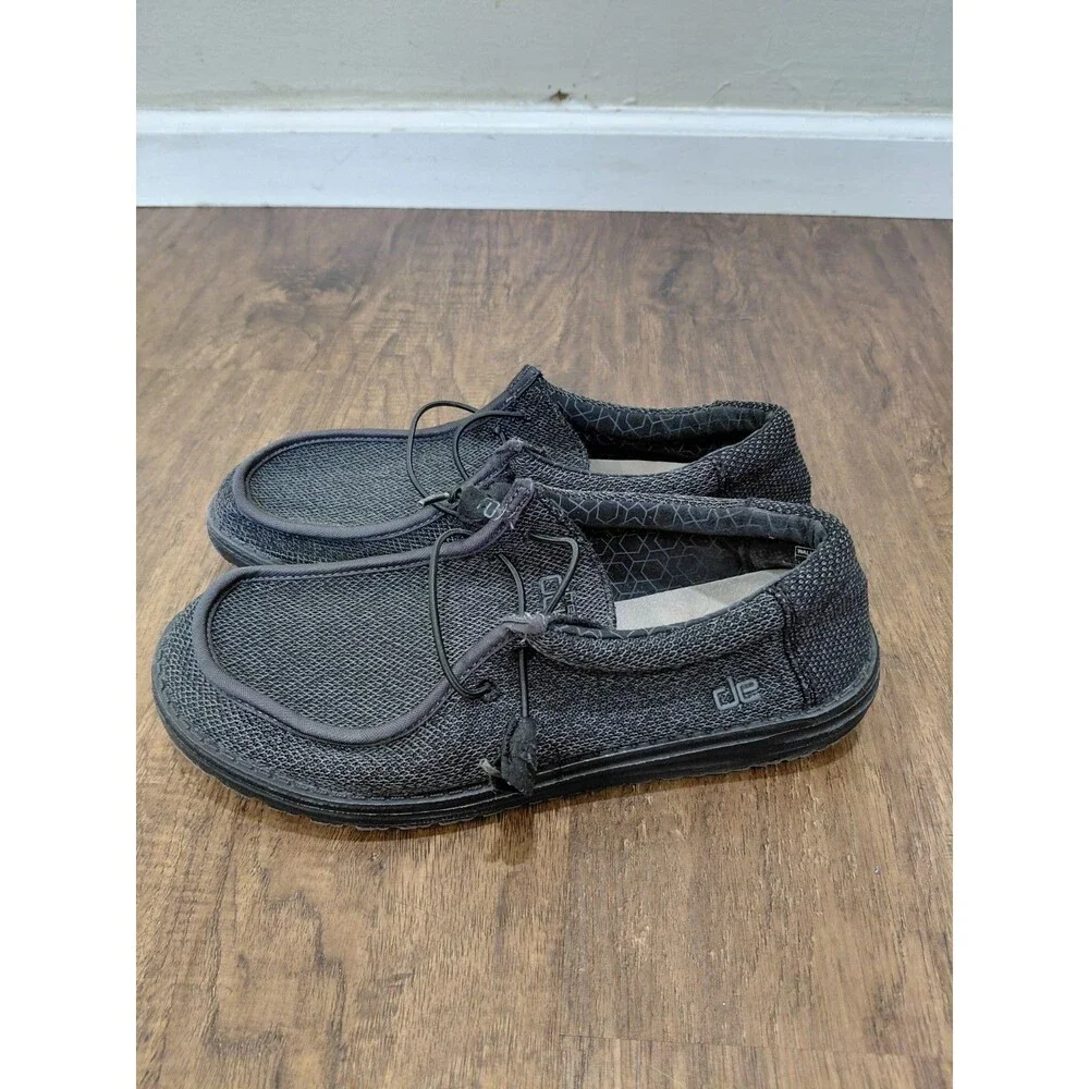 Hey Dude Wally Sox Micro Casual Unisex Men Size 9 Women Size 11 - Black Shoes